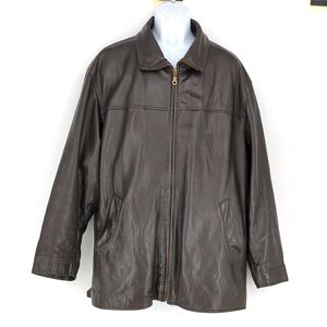Vintage 1990s Y2K Structure Leather Patina Motorcycle Jacket Brown Mad Max XL